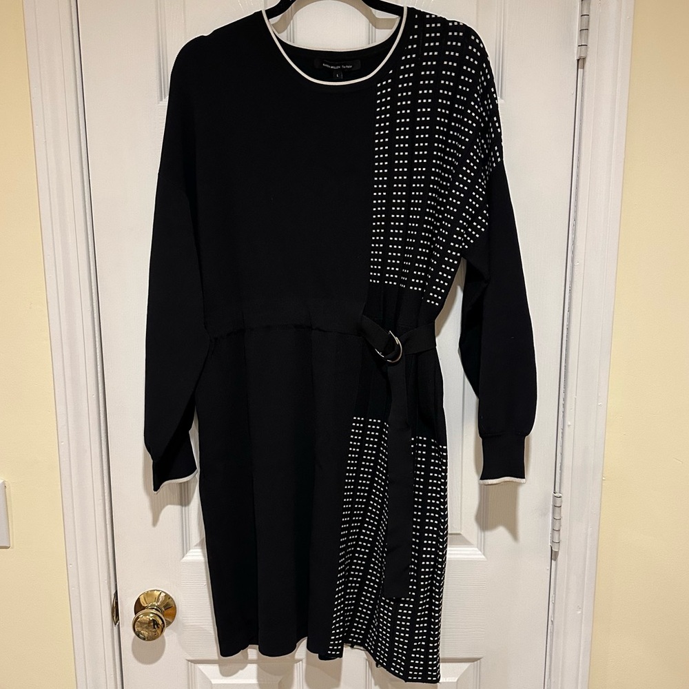 Karen Millen Black Dress with White Dot Panel